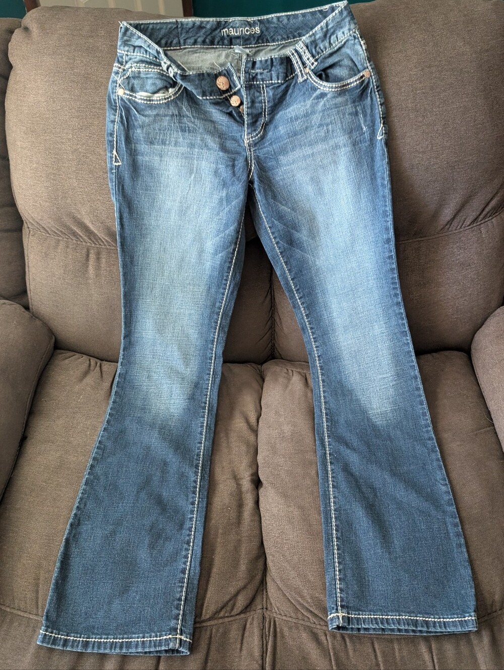 Maurices Women's Blue Bootcut Jeans - Mid Wash with Subtle Fading